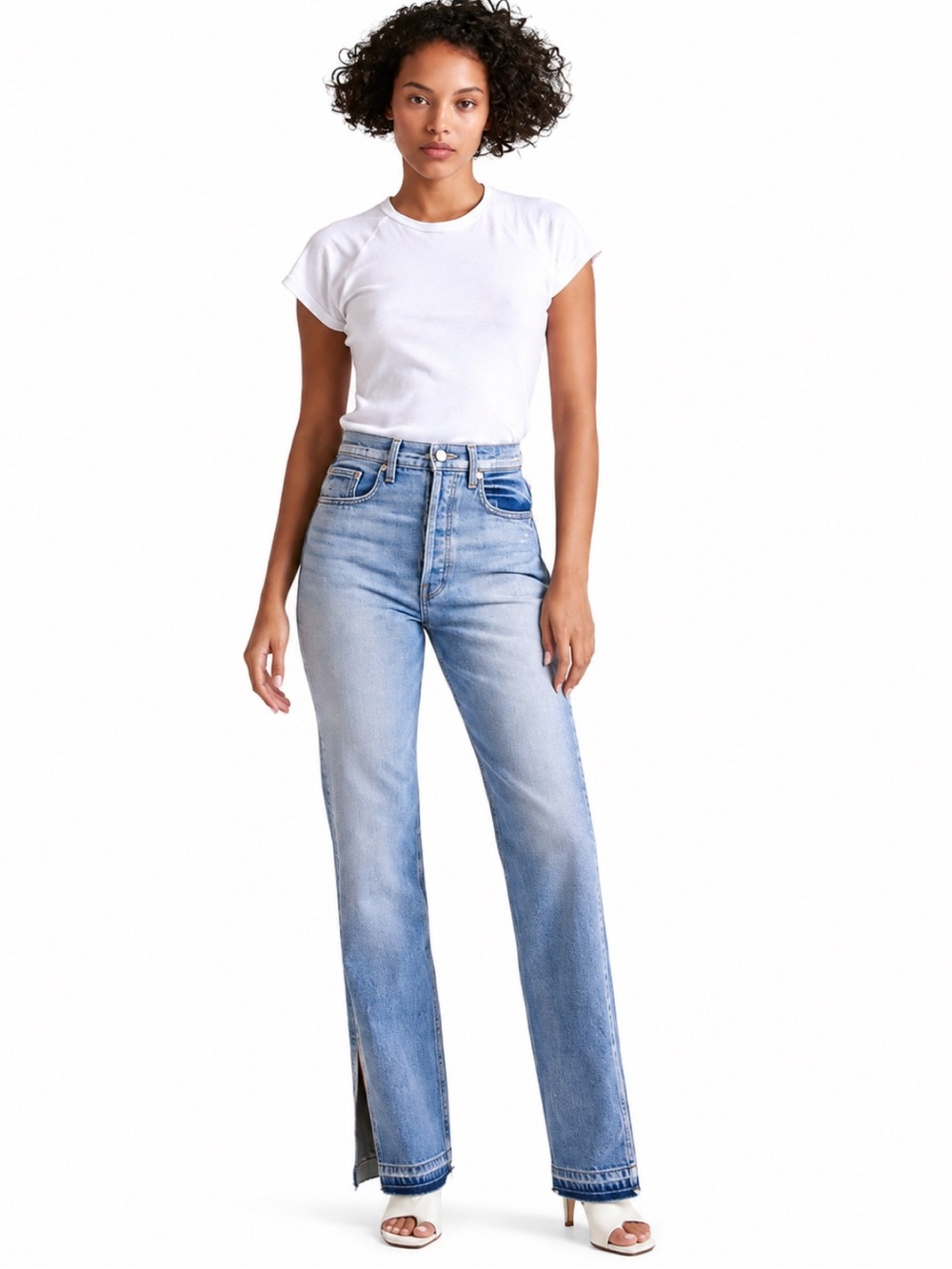NWT! EB Denim Unraveled Two Jean Newport High Rise Split Hem Jeans Size 24
